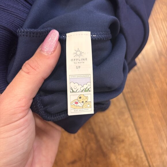 OFFLINE By Aerie Women’s ChillUp Track Trouser Navy Blue Small Wide Leg Cozy - Picture 4 of 9